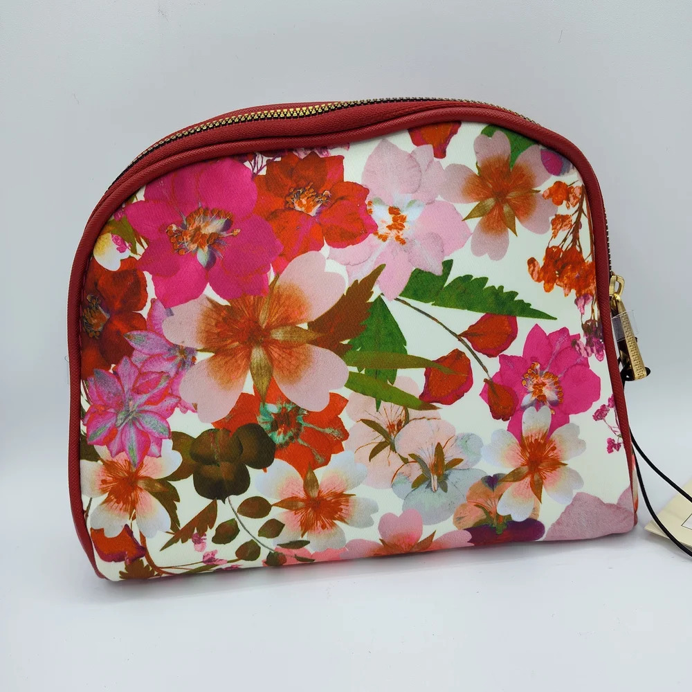 NWT Ted Baker London Floral Cosmetic Makeup Bag Pouch Travel Organizer Red - Picture 5 of 5